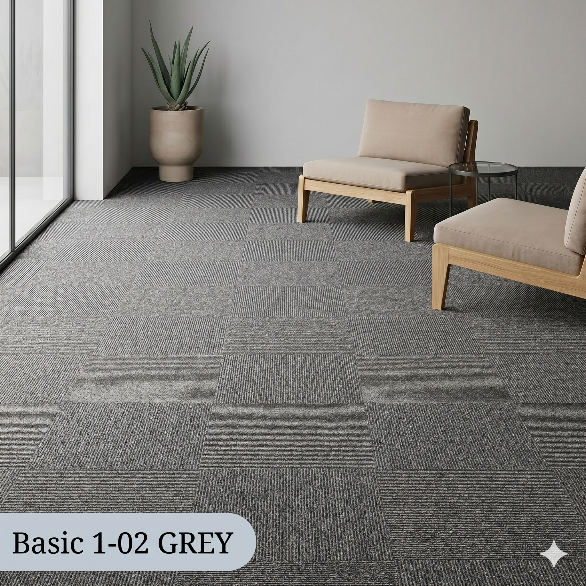  Thảm Gạch Màu Xám Basic 1-02 