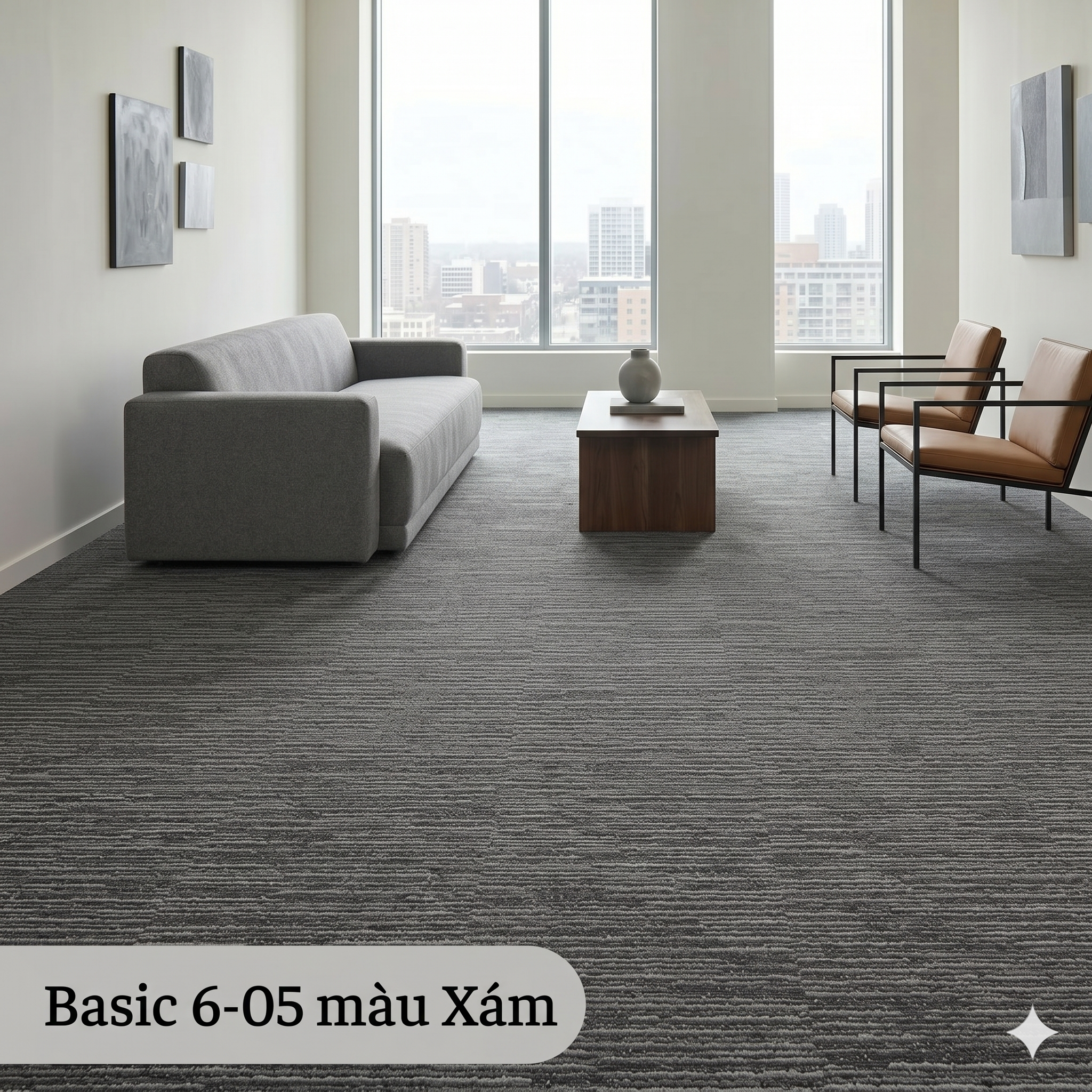  Thảm Sọc Basic 6-05 màu Xám 