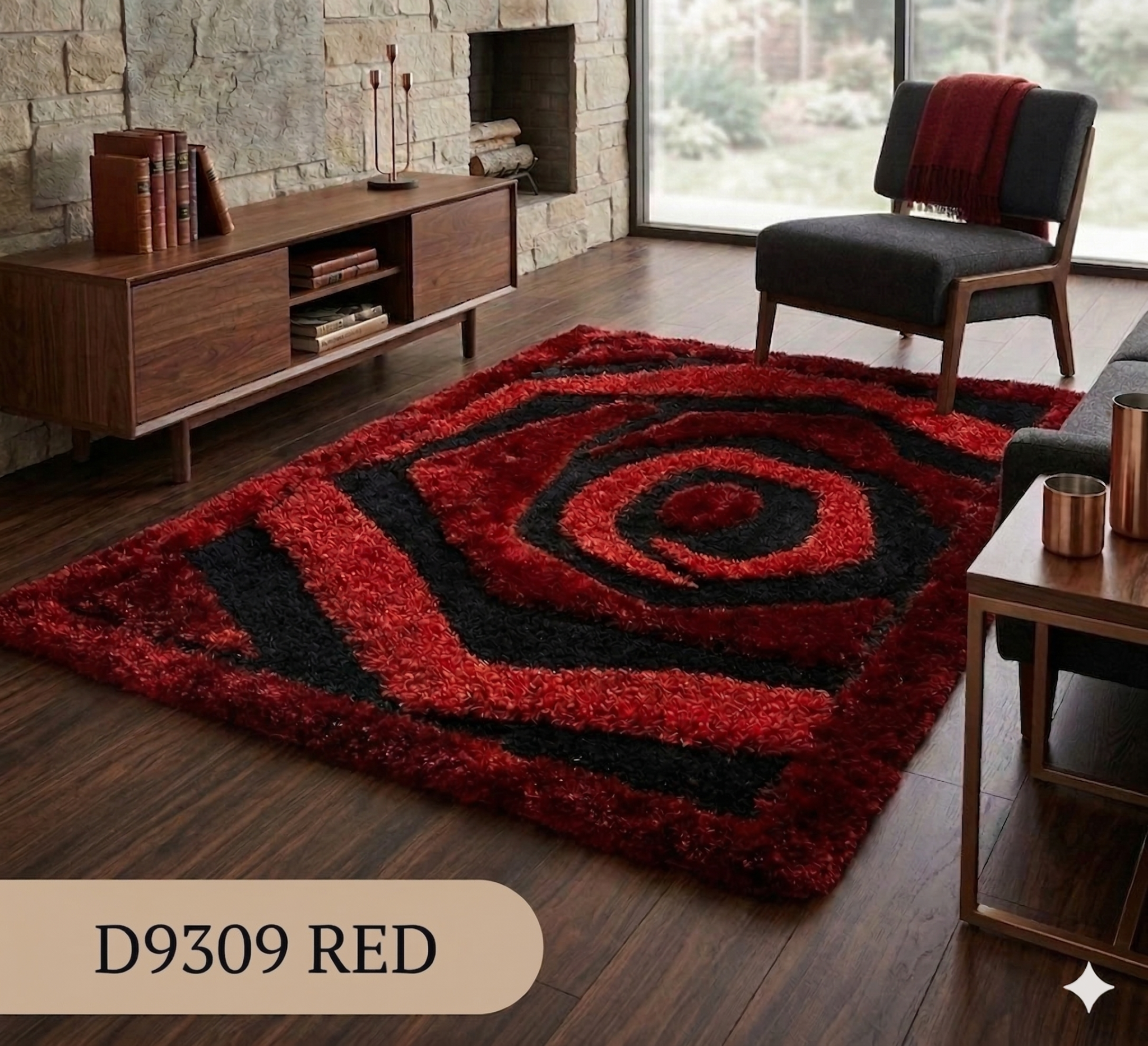  Thảm Shaggy Hoa hồng D9309 