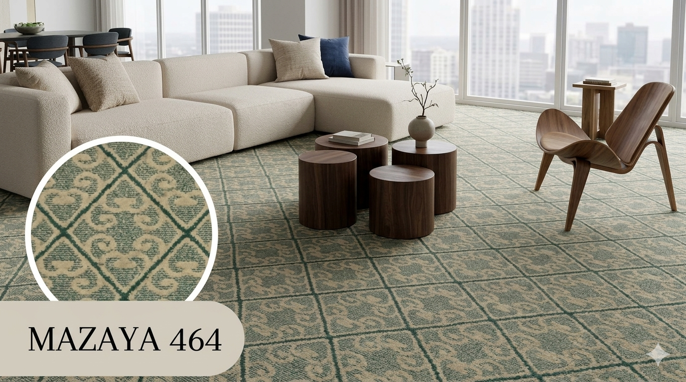  Thảm sàn giá rẻ màu xanh lá Mazaya 464 