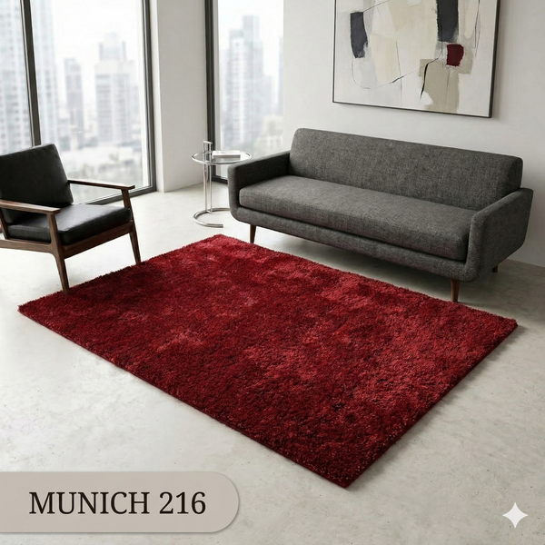  Thảm len xù màu đỏ Munich 216 