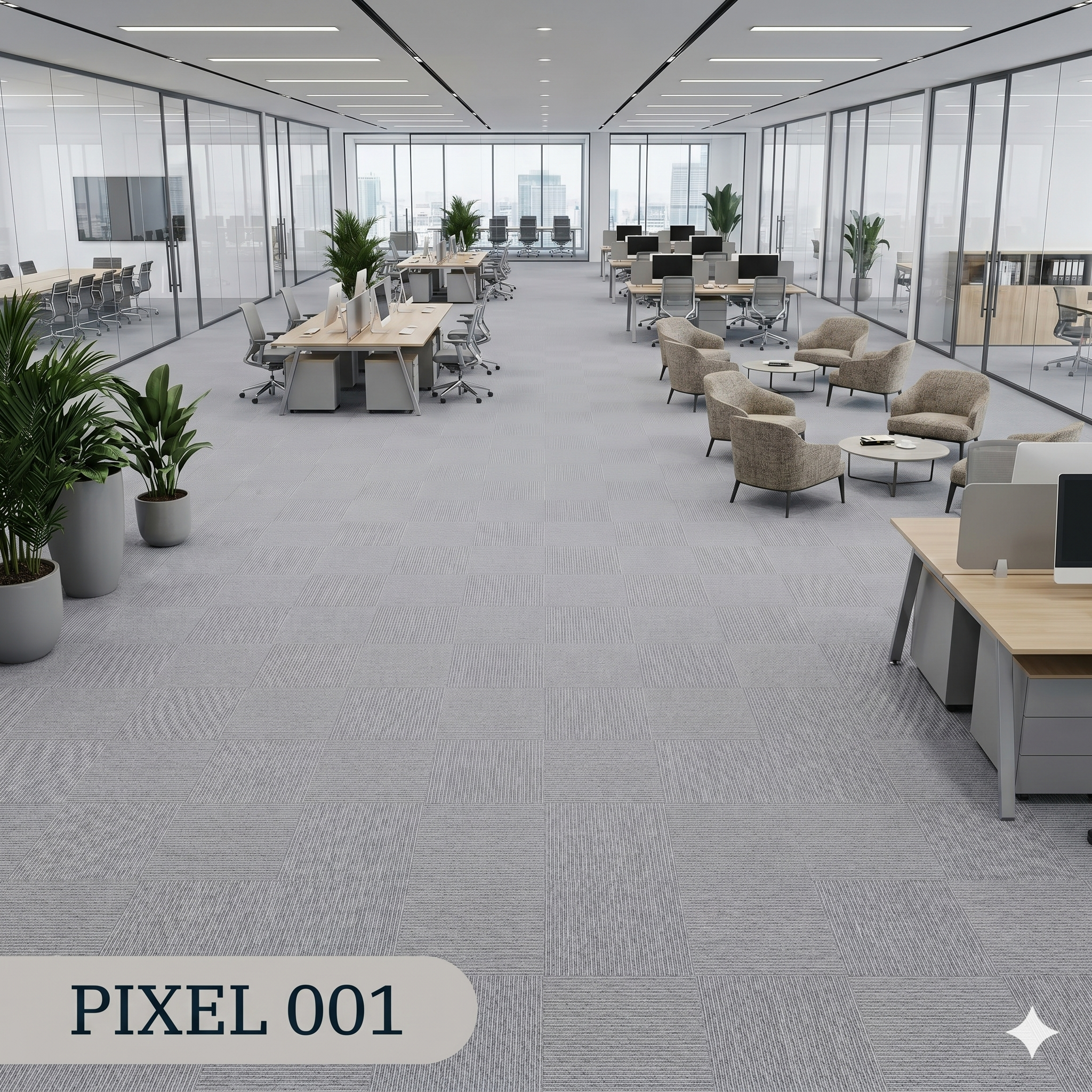  Thảm gạch màu xám PIXEL 001 