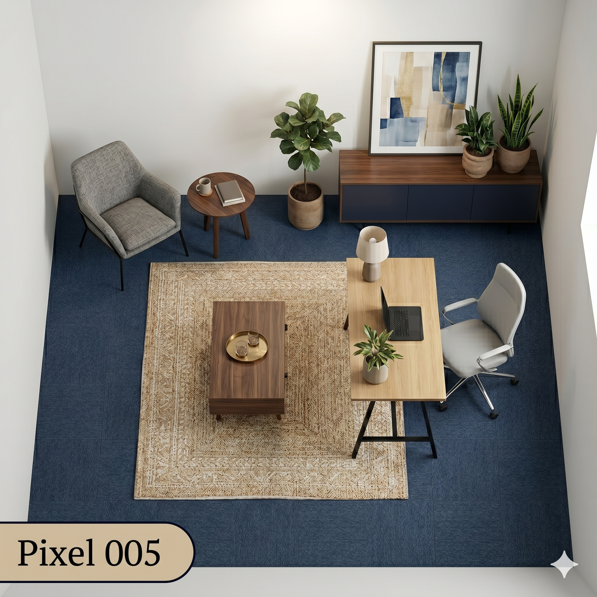  Thảm văn phòng xanh dương Pixel 005 