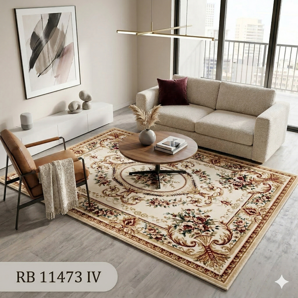  Thảm cổ điển màu kem YL RB 11473 IV 
