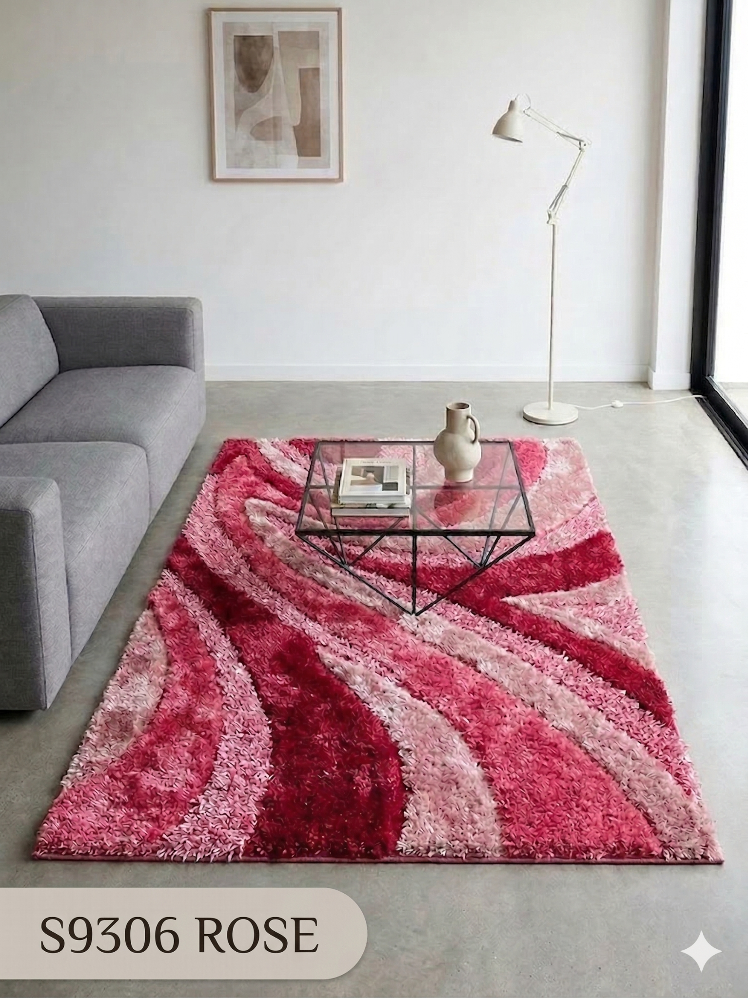  Thảm trang trí màu hồng S9306 Rose 