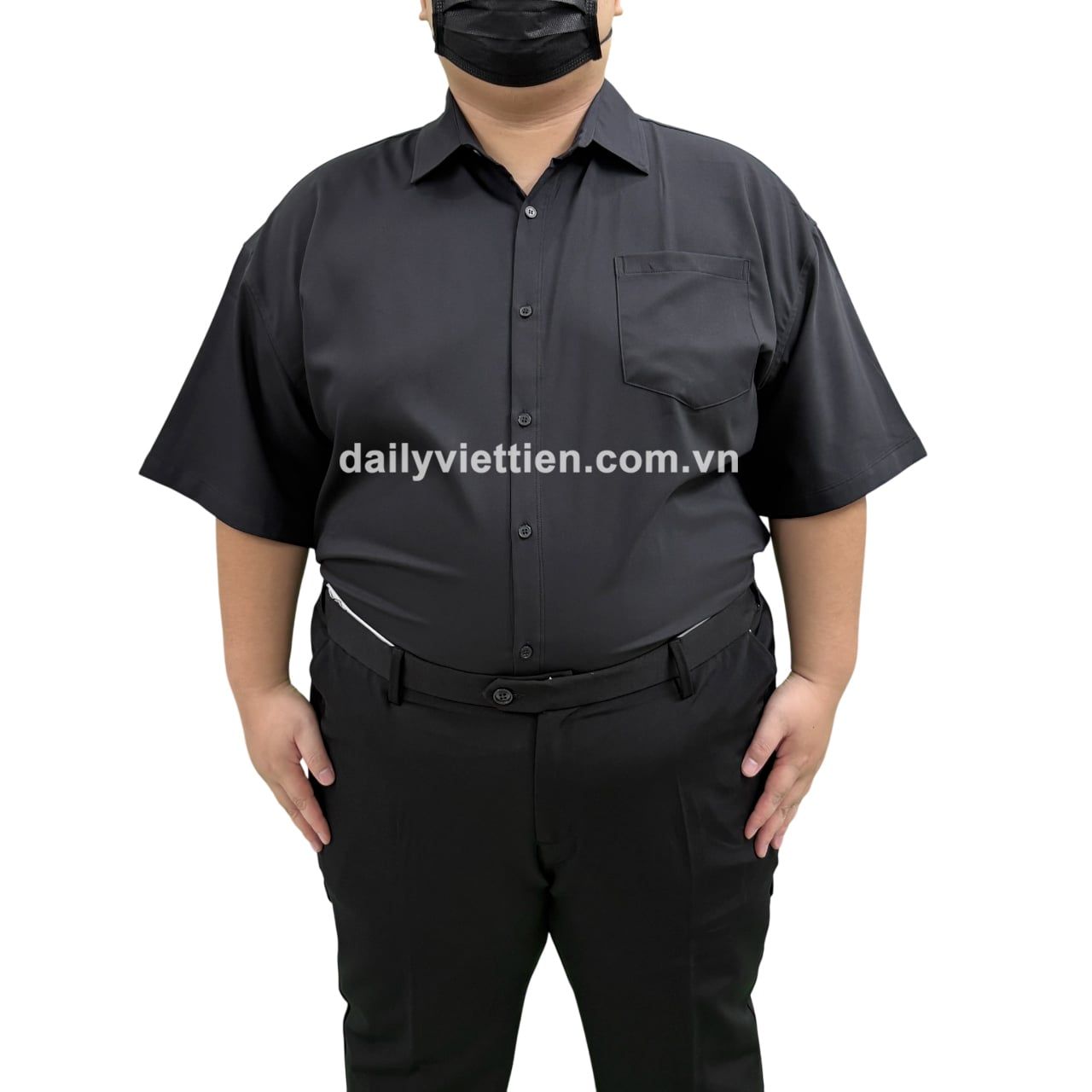 Áo sơ mi big size nam màu đen