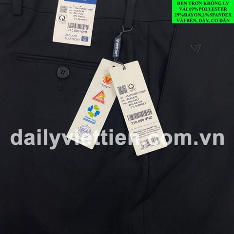 Quần tây Việt Tiến Đen Không Ly số 887 vải Spandex