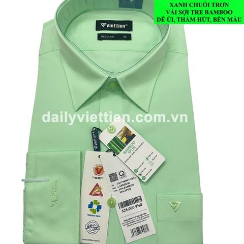 Sơ mi Xanh Chuối Việt Tiến Dài Vải Sợi Tre số 2011