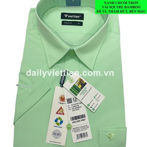 Sơ mi Xanh Chuối Việt Tiến Ngắn Vải Sợi Tre số 2010