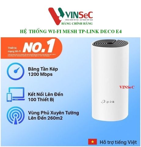 Hệ thống Wi-Fi Mesh 2 Băng Tần AC1200 TP-LINK DECO E4 ( 1Pack ) - Hàng Chính Hãng
