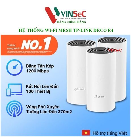 Hệ thống Wi-Fi Mesh 2 Băng Tần AC1200 TP-LINK DECO E4 ( 3Pack ) - Hàng Chính Hãng