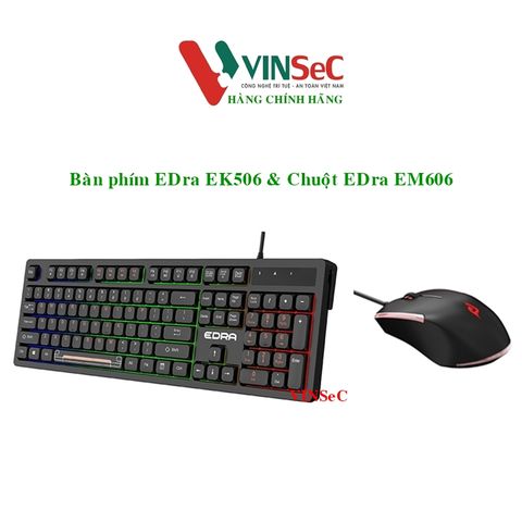 Bàn phím văn phòng EDra EK506 & Chuột EDra EM606 - USB - Hàng Chính Hãng