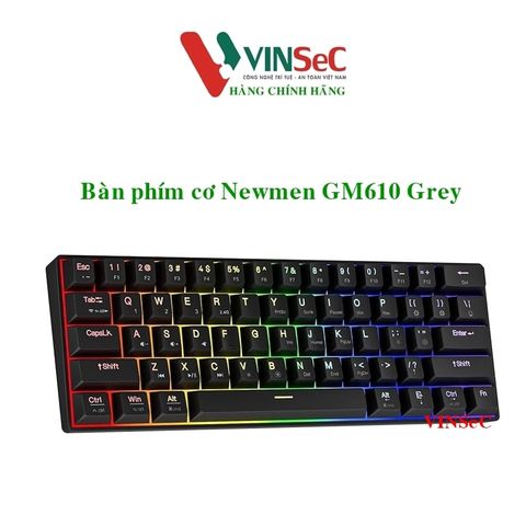 Bàn phím Cơ Newmen GM610 Grey Dual Mode (61 Key, RGB Led, Hotswap, BT5.0) Hàng Chính Hãng