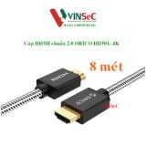  Cáp HDMI ORICO HD501-80-BK - chuẩn 2.0 4K/30Hz (dây dù) 8 mét - Hàng Chính Hãng 