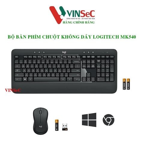Bộ bàn phím chuột không dây  Logitech MK540 Advanced Wireless - Hàng Chính Hãng