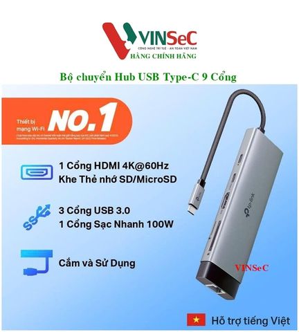 Hub chuyển đổi Tp-Link UH9120C Type-C 9 in 1 - Hàng Chính Hãng
