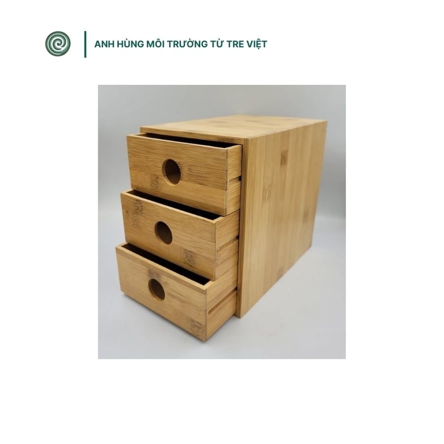 Hộp đựng đồ đa ngăn bằng tre | Mini Bamboo Desk Drawer Organizer 