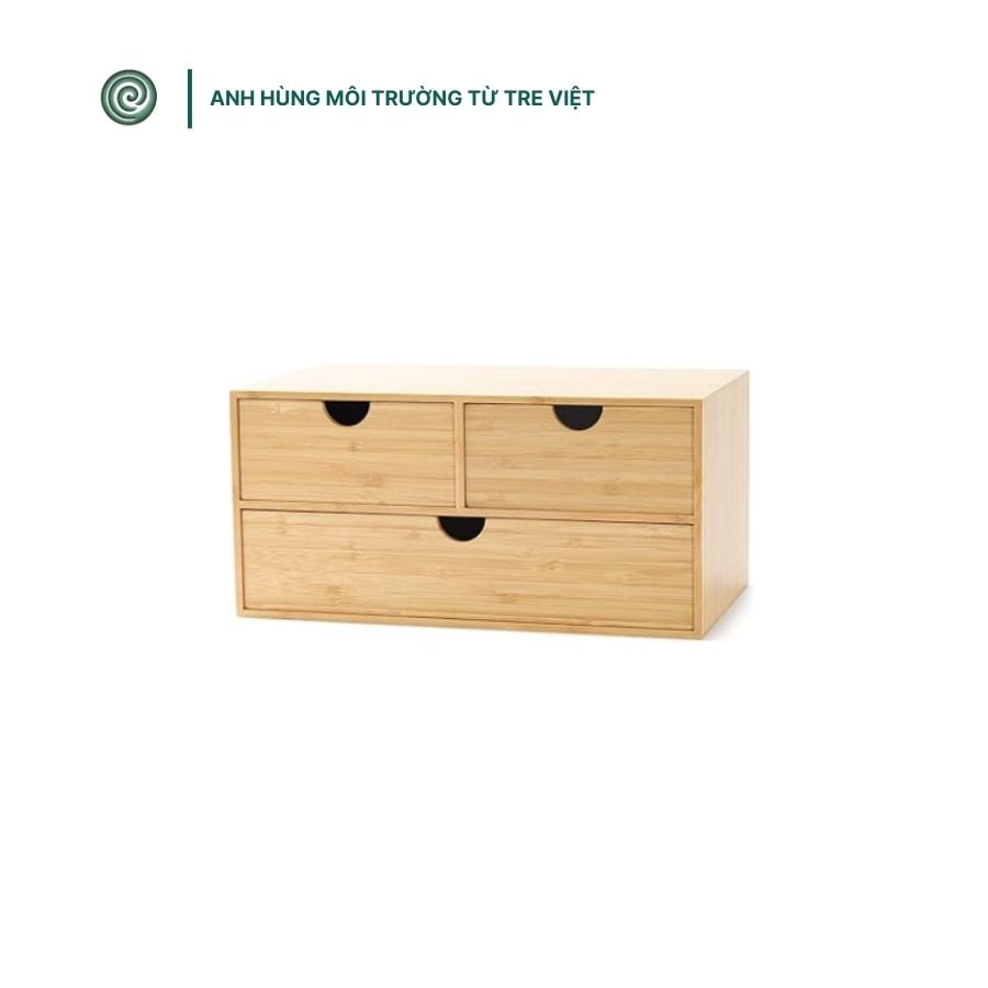  Hộp đựng đồ đa ngăn bằng tre | Mini Bamboo Desk Drawer Organizer 