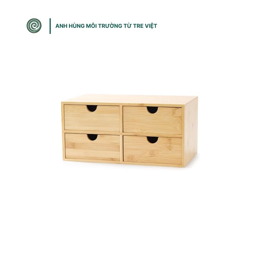  Hộp đựng đồ đa ngăn bằng tre | Mini Bamboo Desk Drawer Organizer 