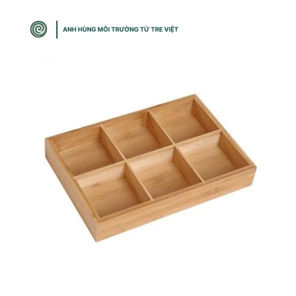  Khay chia ngăn đựng đồ đa ngăn bằng tre | Bamboo Storage Box with Dividers 