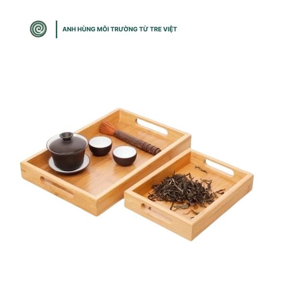  Khay tre có tay cầm | Bamboo Serving Tray with Handles 