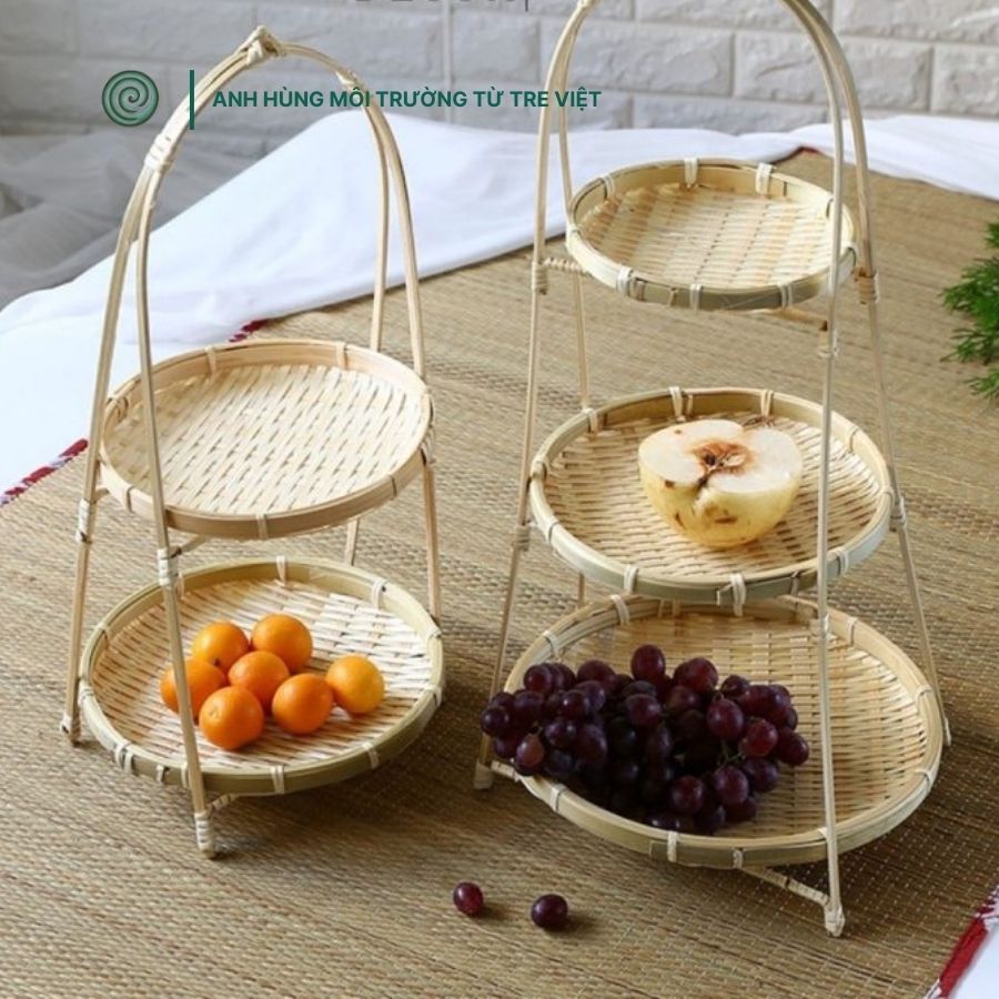  Mẹt tre nhiều tầng trang trí bánh, decor | Bamboo Fruit and Snack Stand 