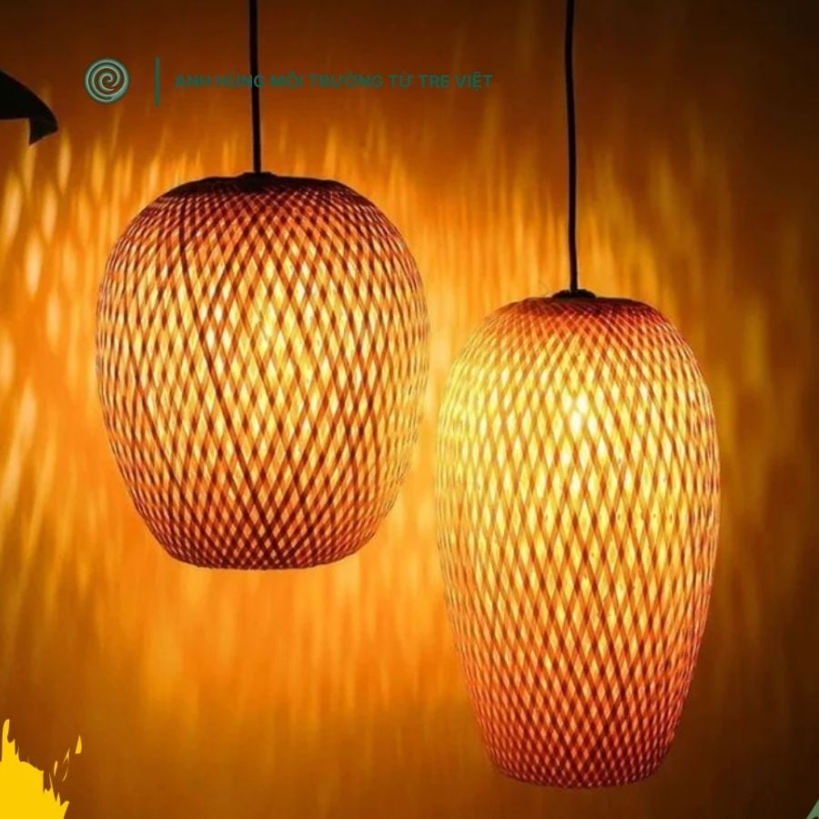  Đèn tre trang trí thả trần | Hanging Bamboo Pendant Lamp 