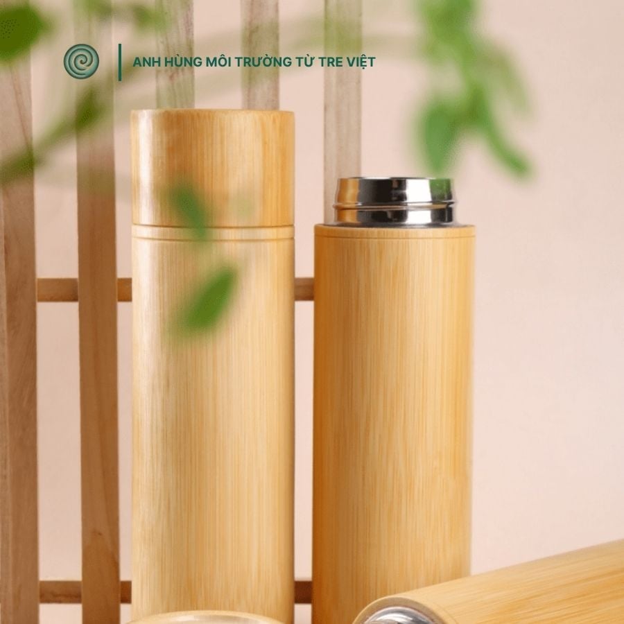  Bình nước giữ nhiệt tre nguyên khối 