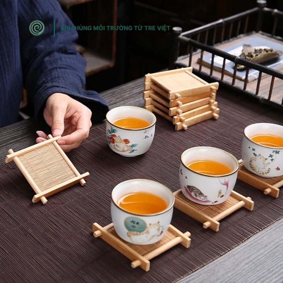  Đế Lót Ly Bằng Tre | Bamboo Drink Coaster 