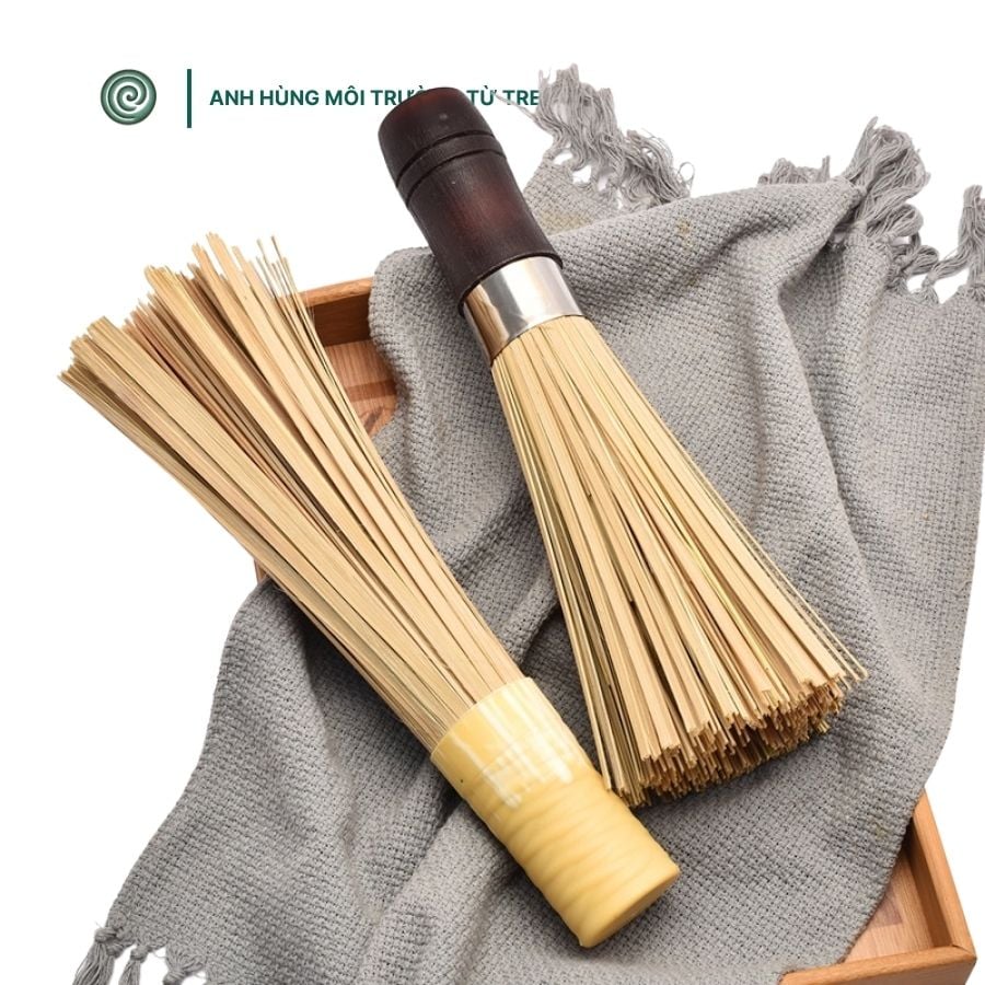  Cọ rửa nồi, chảo bằng tre | Bamboo Pot Scrubber 