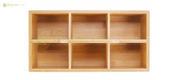  KHAY TRE 6 NGĂN- TIỆN DỤNG ĐA NĂNG CÓ TAY CẦM 