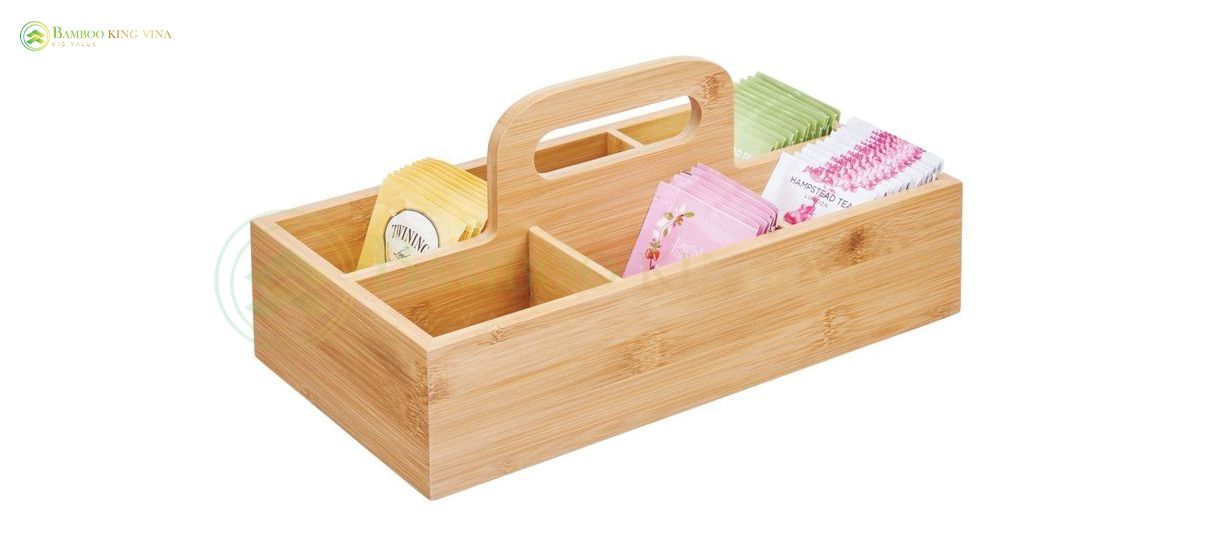  KHAY TRE 6 NGĂN- TIỆN DỤNG ĐA NĂNG CÓ TAY CẦM 