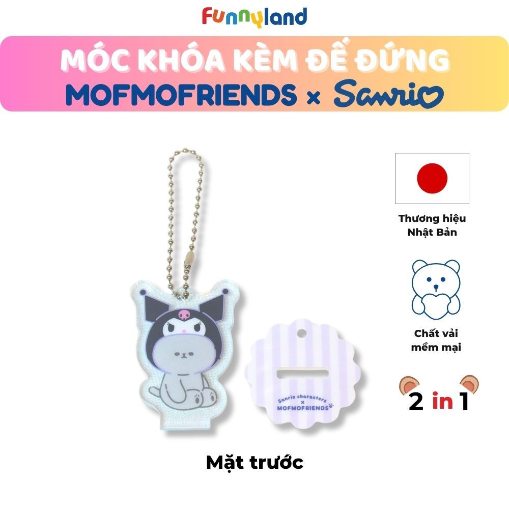 Chú Mèo British Shorthair đội nón Kuromi - Móc khóa kèm đế đứng 2 trong 1