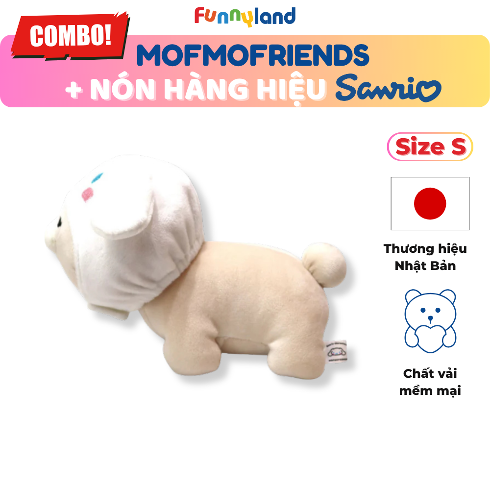 Chú Thỏ lùn Hà Lan Size S đội nón Cinnamoroll - Thú Bông MofmoFriends x nón hàng hiệu Sanrio