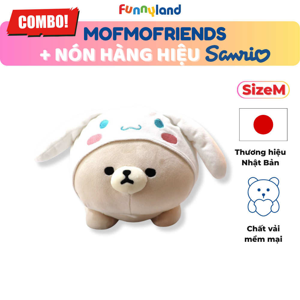 Chú Thỏ lùn Hà Lan Size M đội nón Cinnamoroll - Thú Bông MofmoFriends x nón hàng hiệu Sanrio