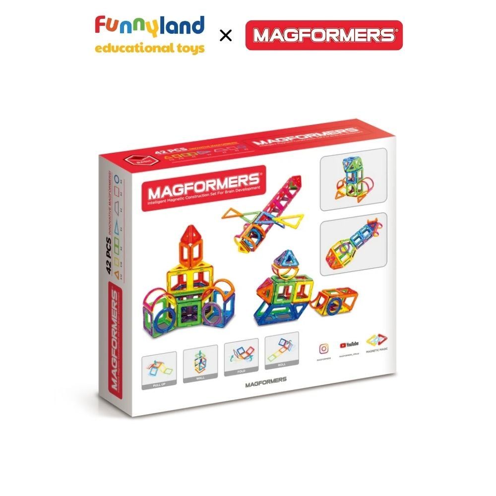 Đồ chơi xếp hình nam châm Hàn Quốc Magformers Bộ cơ bản 42 mảnh