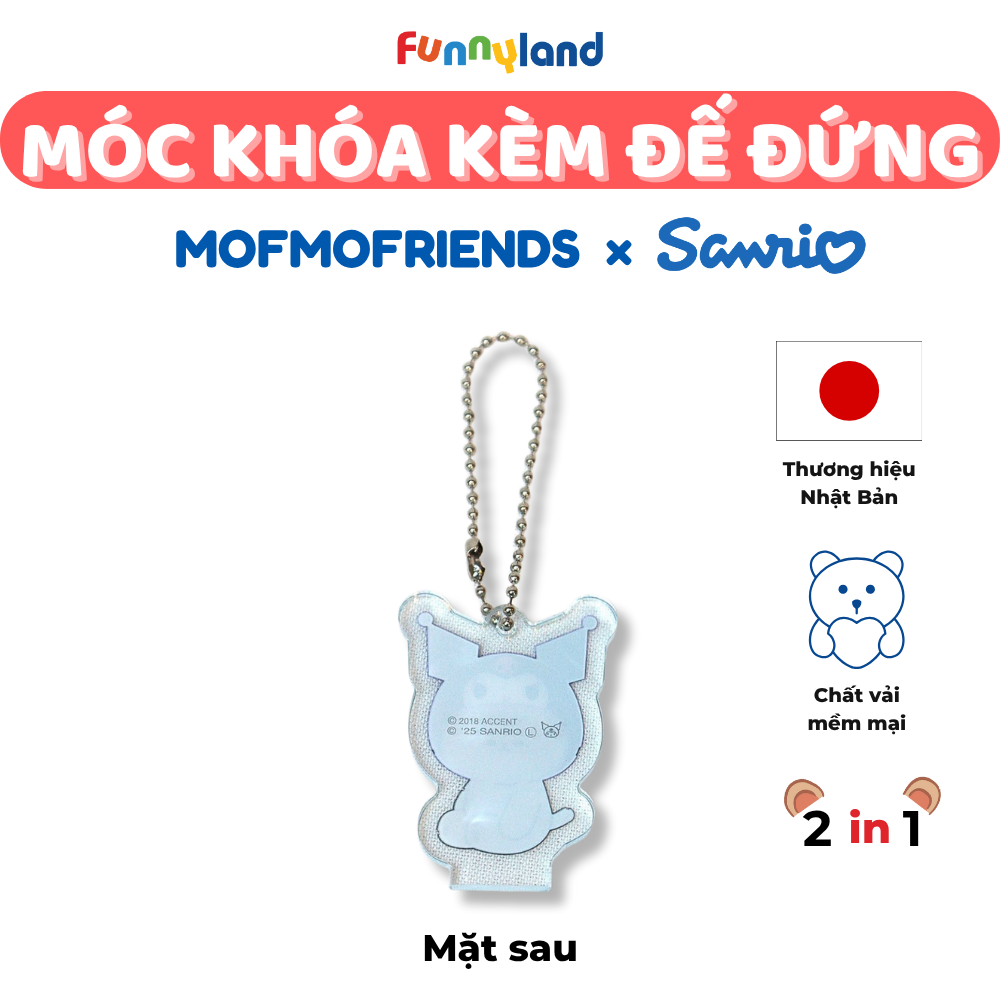 Móc khóa kèm đế đứng - Thú Bông Mèo Lông Ngắn British Shorthair đội mũ Kuromi