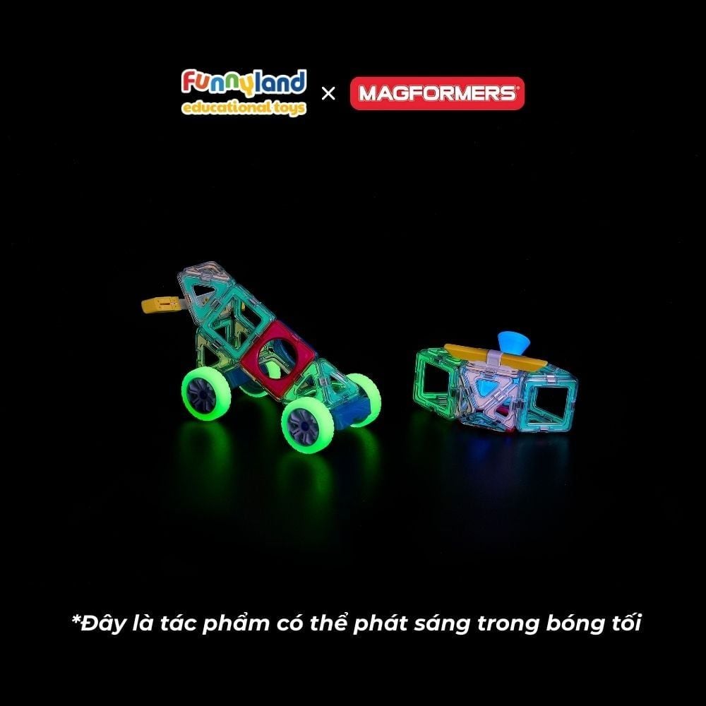 Đồ chơi xếp hình nam châm Hàn Quốc Magformers Bánh xe phát sáng 22 mảnh