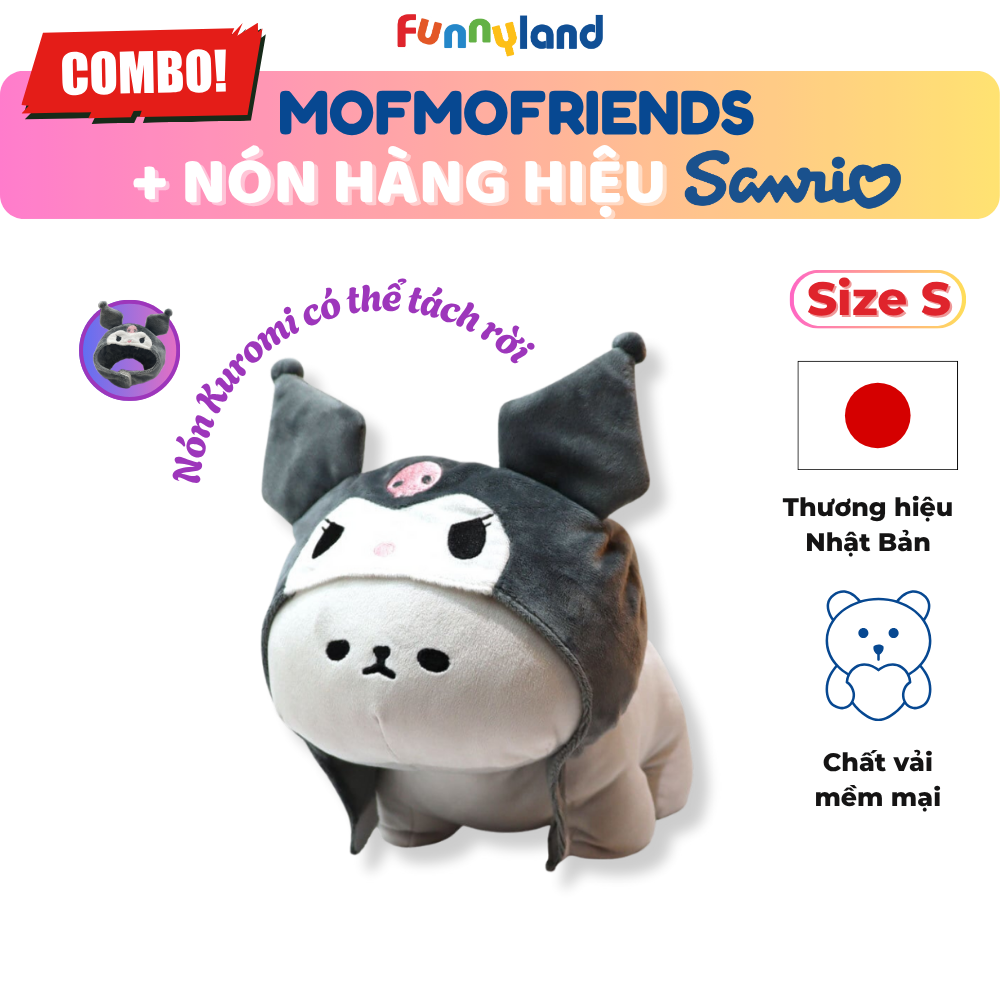 Thú bông MofmoFriends S With Cap - Kuromi