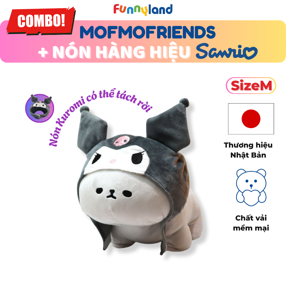 Thú bông MofmoFriends M With Cap - Kuromi