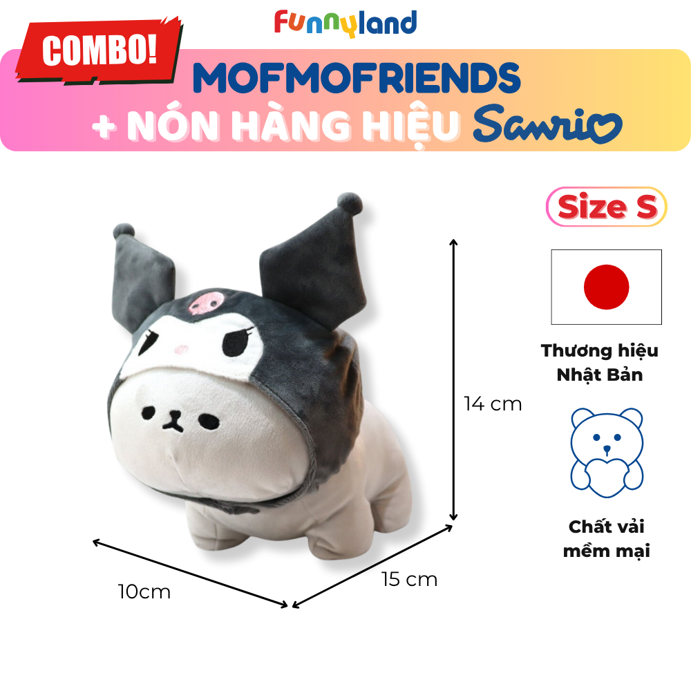 Chú Mèo British Shorthair Size S đội nón Kuromi - Thú Bông Mofmo Friends x Nón Hàng Hiệu Sanrio