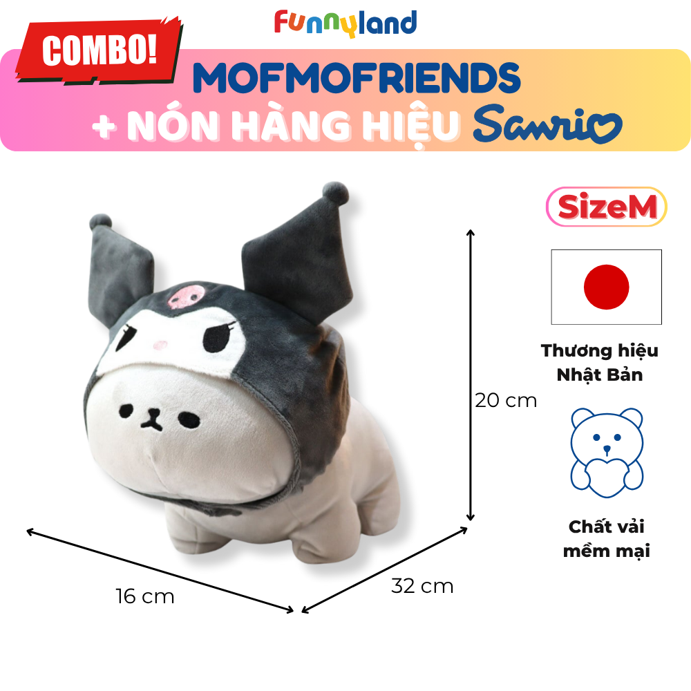 Thú bông MofmoFriends M With Cap - Kuromi