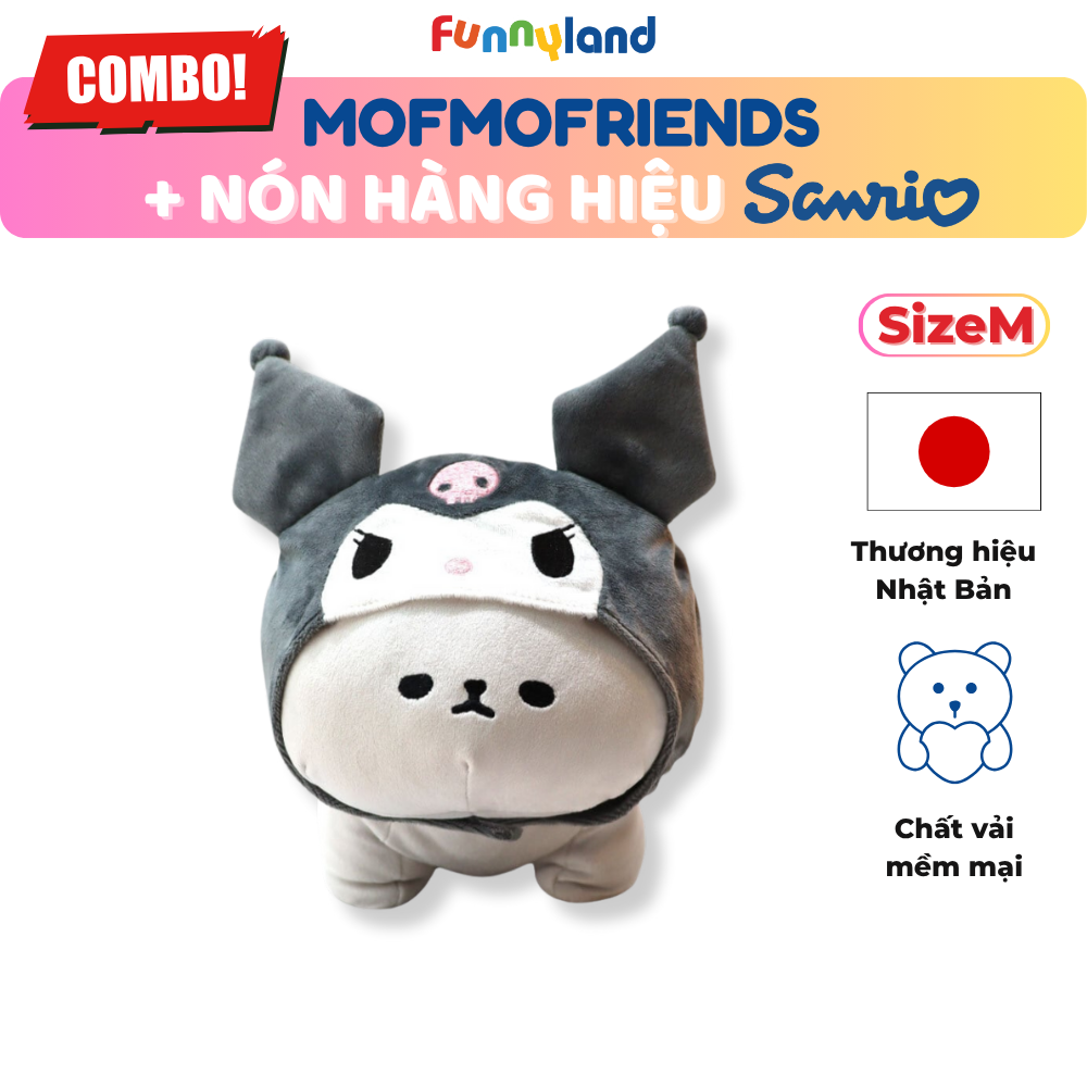 Thú bông MofmoFriends M With Cap - Kuromi