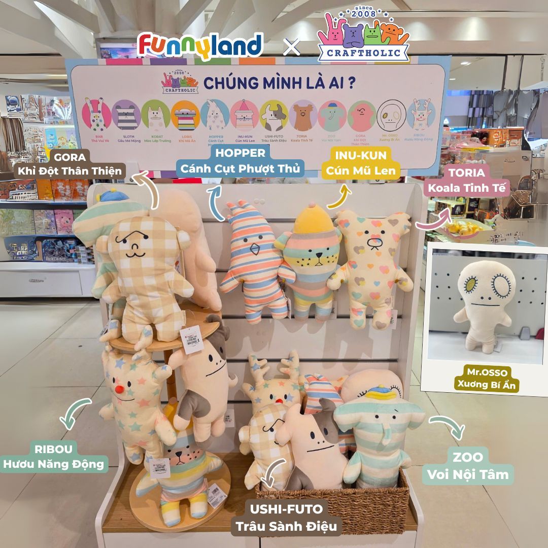  Gấu bông Nhật Bản mềm mịn Craftholic - INU-KUN Cún Mũ Len (New S) 