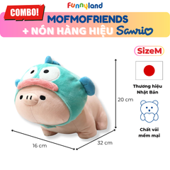 Chú Heo Micro Pig Size M đội nón Hangyodon - Thú Bông Mofmo Friends x Nón Hàng Hiệu Sanrio