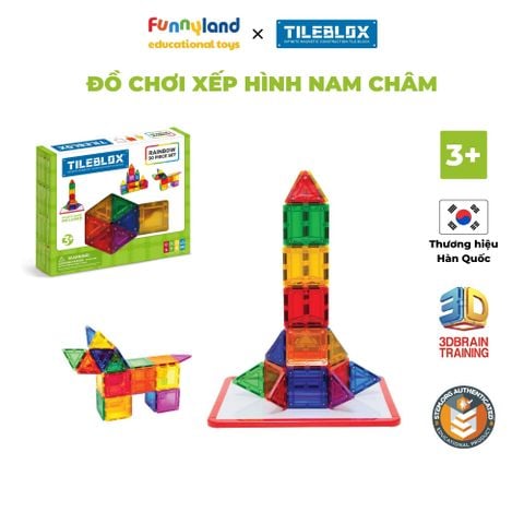 Đồ chơi xếp hình nam châm Hàn Quốc TILEBLOX Rainbow 30pc