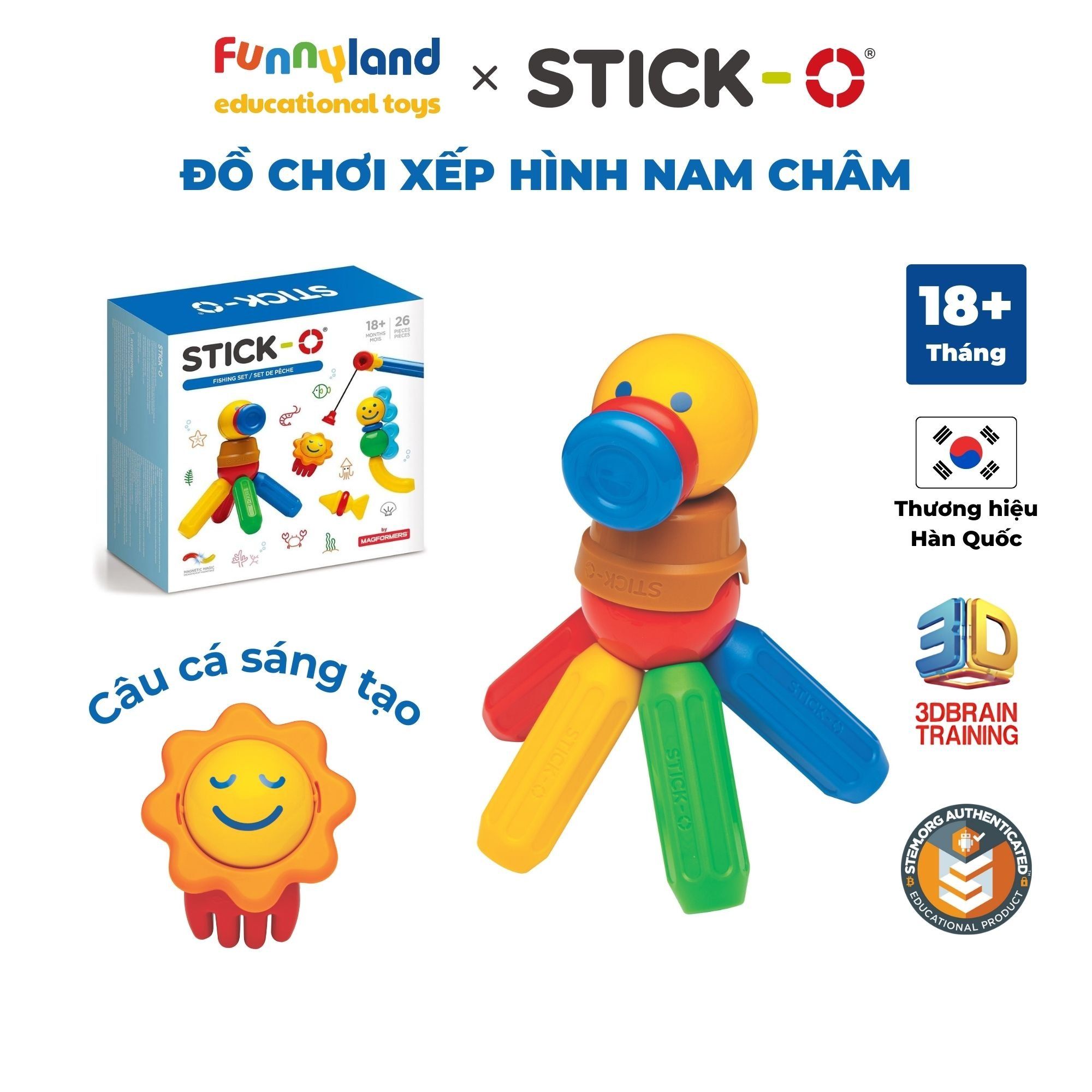 Đồ chơi xếp hình nam châm Hàn Quốc Stick-O FISHING SET