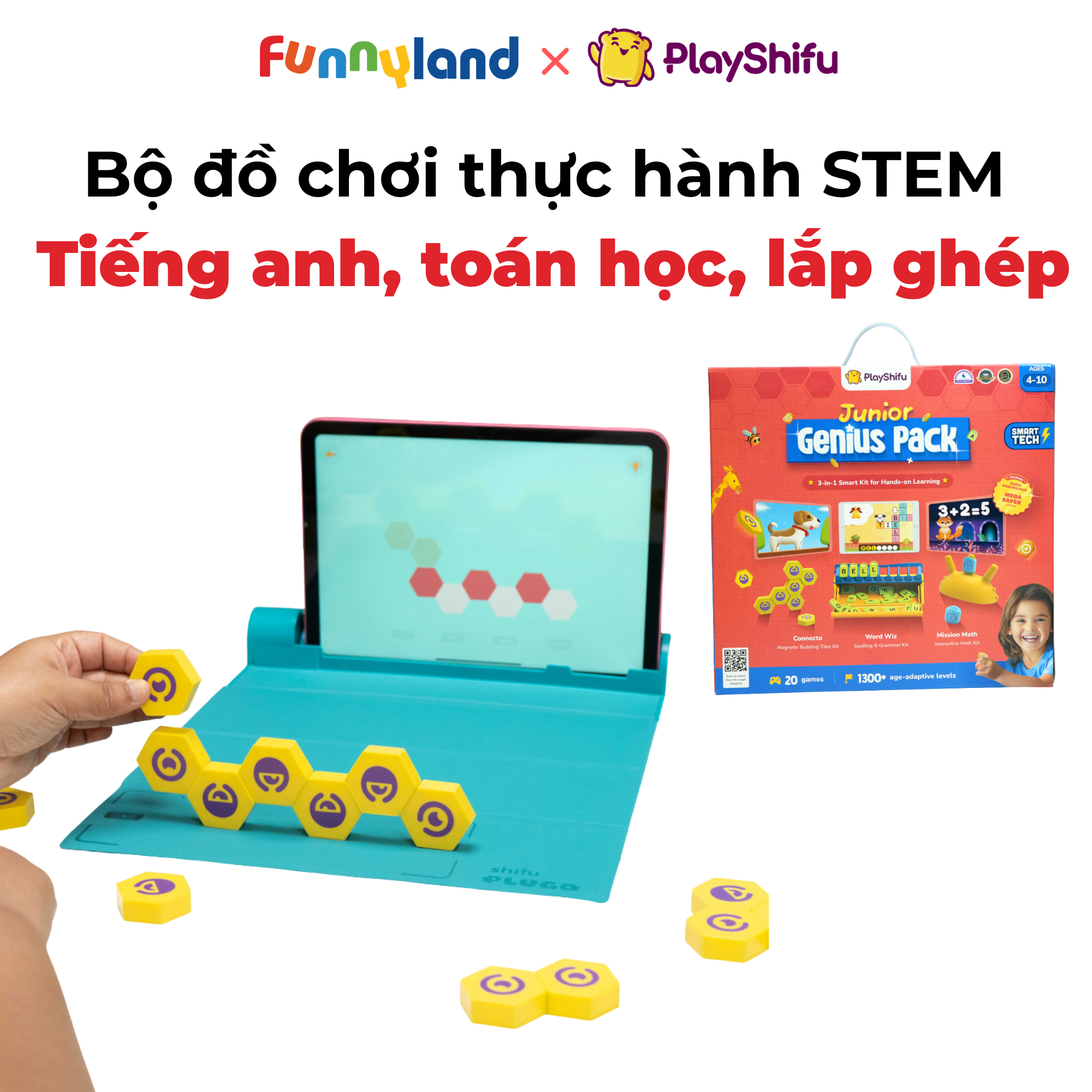 Bộ đồ chơi thực hành STEM - tiếng anh, toán học, lắp ghép Wiz Plugo