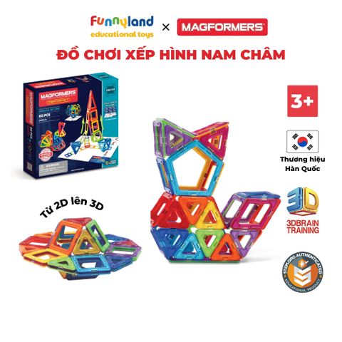 Đồ chơi xếp hình nam châm Hàn Quốc Magformers sáng tạo 60 mảnh