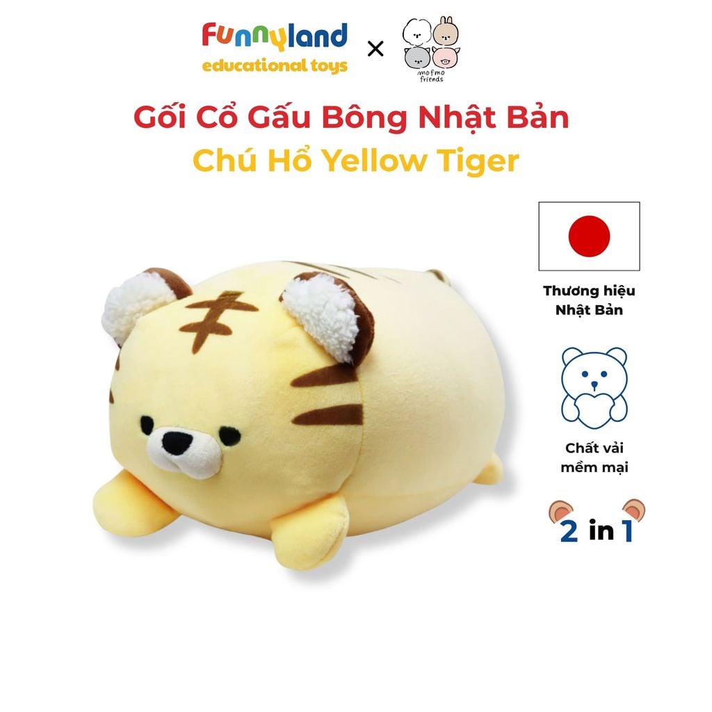 Gối Cổ Thú Bông Chú Hổ Yellow Tiger 2in1 - Reversible Neck Pillow Mofmo Friends Nhật Bản